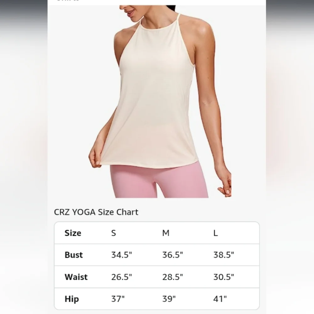 CRZ YOGA Halter High‎ Neck Workout Tops for Women Flowy Cami Sleeveless Tank S - Picture 3 of 6